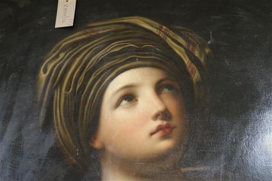 19th century Continental School, on on canvas, portrait of a turbanned youth, 69 x 55cm, and a Swiss alpine 96 x 63cm, both unframed